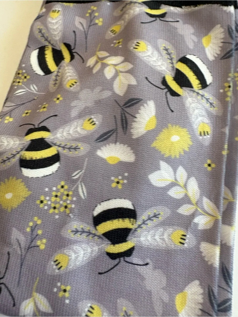 Riding Sport Bee Print Over-the-Calf Socks - Gray & Black
